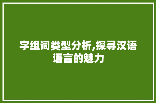 字组词类型分析,探寻汉语语言的魅力