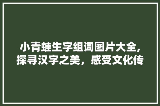 小青蛙生字组词图片大全,探寻汉字之美，感受文化传承