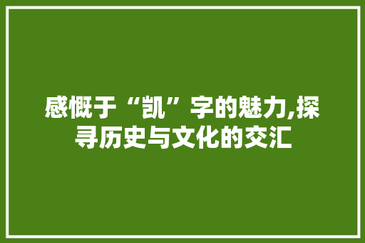 感慨于“凯”字的魅力,探寻历史与文化的交汇