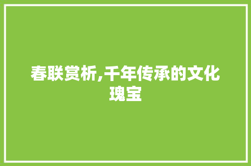 春联赏析,千年传承的文化瑰宝