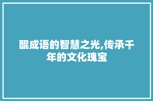 醌成语的智慧之光,传承千年的文化瑰宝