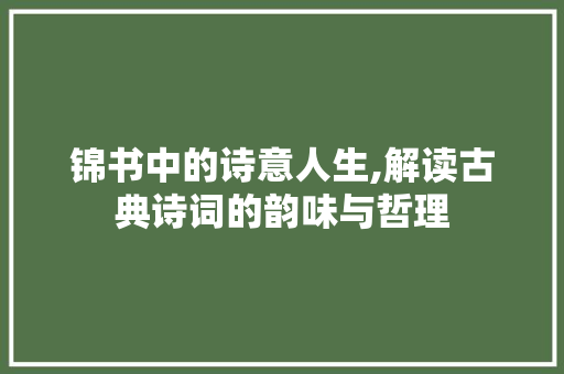 锦书中的诗意人生,解读古典诗词的韵味与哲理