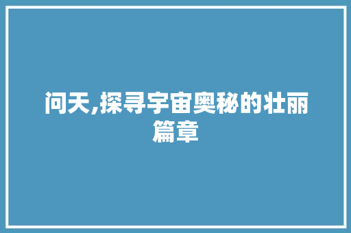 问天,探寻宇宙奥秘的壮丽篇章