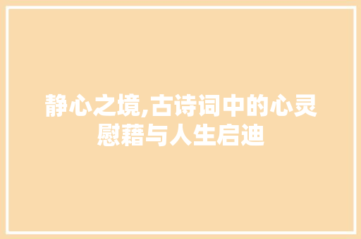 静心之境,古诗词中的心灵慰藉与人生启迪