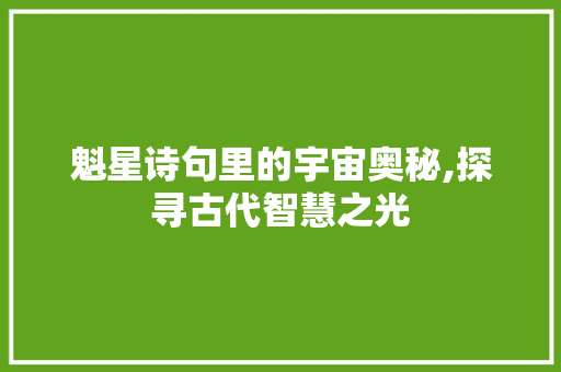 魁星诗句里的宇宙奥秘,探寻古代智慧之光
