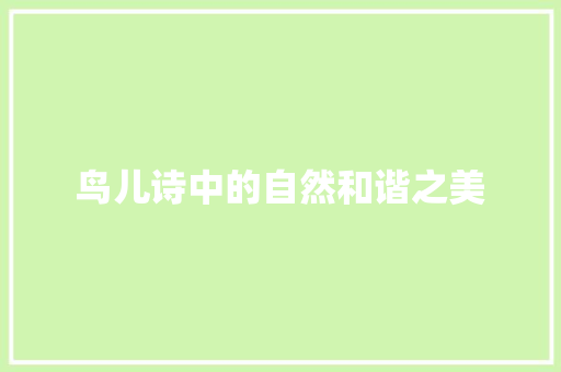 鸟儿诗中的自然和谐之美 国学经典