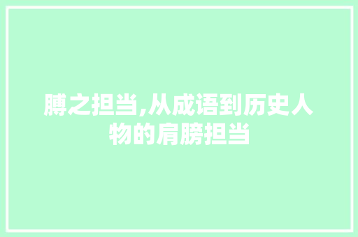膊之担当,从成语到历史人物的肩膀担当