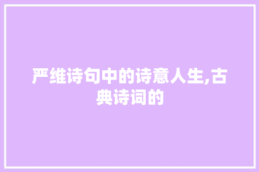 严维诗句中的诗意人生,古典诗词的