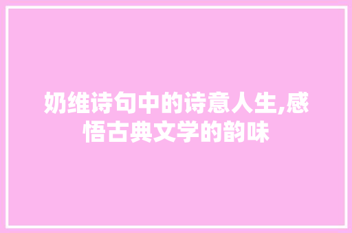 奶维诗句中的诗意人生,感悟古典文学的韵味