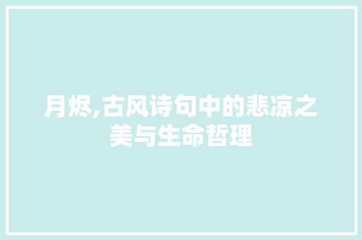 月烬,古风诗句中的悲凉之美与生命哲理