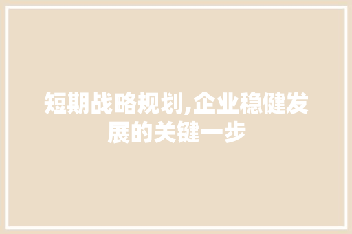 短期战略规划,企业稳健发展的关键一步