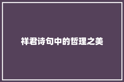 祥君诗句中的哲理之美