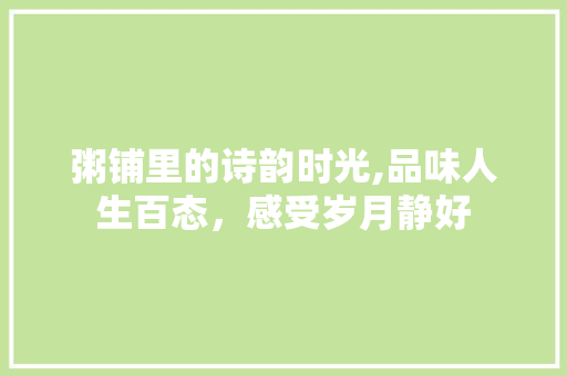 粥铺里的诗韵时光,品味人生百态，感受岁月静好