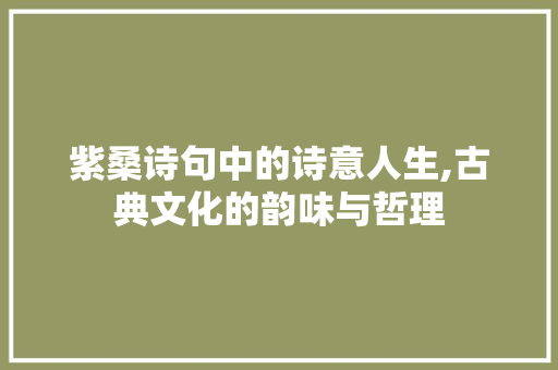 紫桑诗句中的诗意人生,古典文化的韵味与哲理