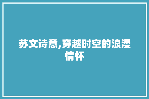 苏文诗意,穿越时空的浪漫情怀