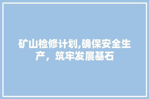 矿山检修计划,确保安全生产，筑牢发展基石