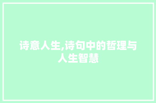 诗意人生,诗句中的哲理与人生智慧