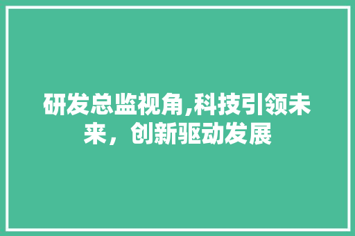研发总监视角,科技引领未来，创新驱动发展