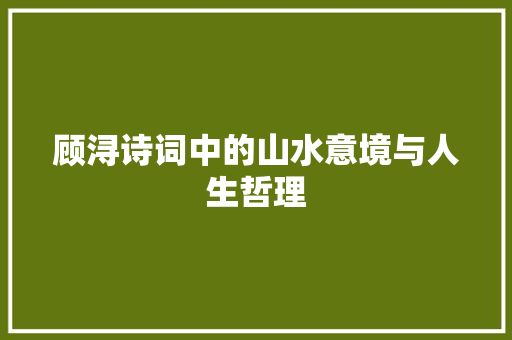顾浔诗词中的山水意境与人生哲理 合同范本