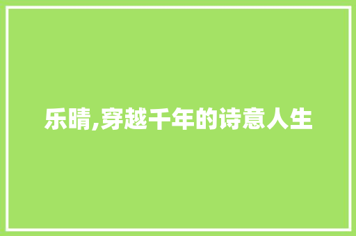 乐晴,穿越千年的诗意人生