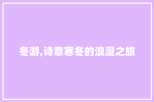 冬游,诗意寒冬的浪漫之旅