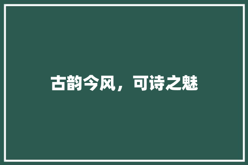 古韵今风，可诗之魅