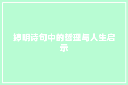 婷明诗句中的哲理与人生启示