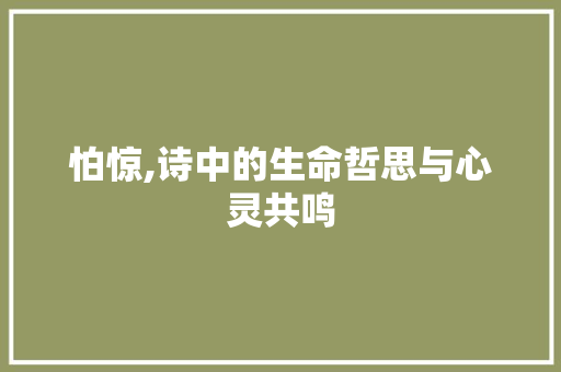 怕惊,诗中的生命哲思与心灵共鸣