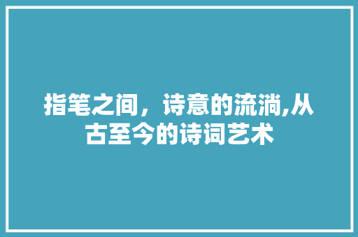 指笔之间，诗意的流淌,从古至今的诗词艺术