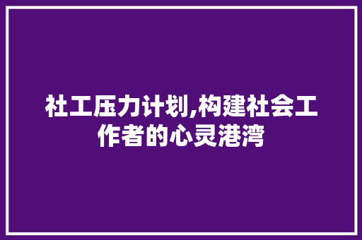 社工压力计划,构建社会工作者的心灵港湾