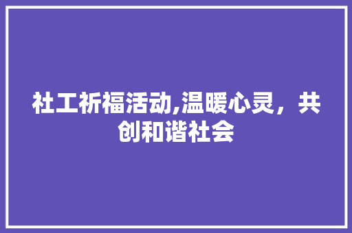 社工祈福活动,温暖心灵，共创和谐社会