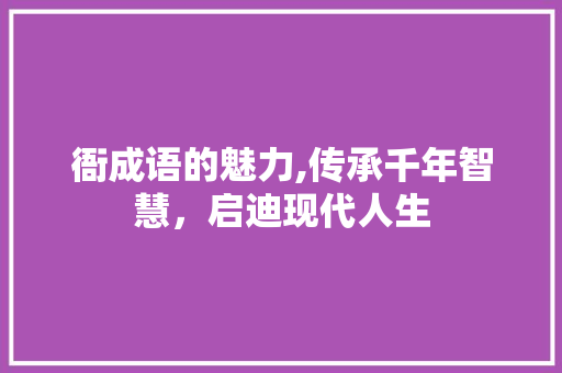 衙成语的魅力,传承千年智慧，启迪现代人生
