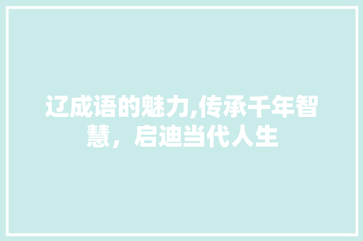辽成语的魅力,传承千年智慧，启迪当代人生