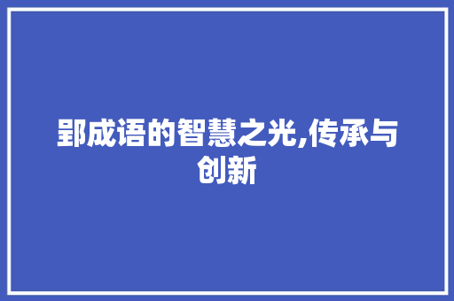 郢成语的智慧之光,传承与创新