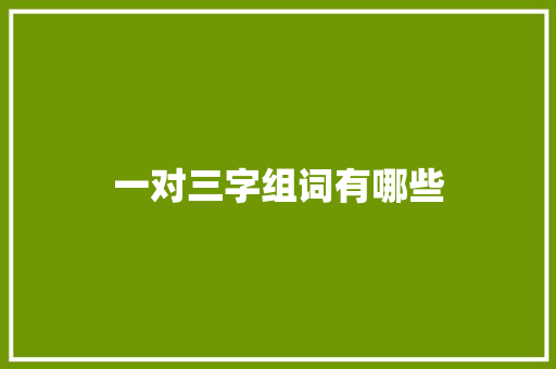 一对三字组词有哪些 成语大全