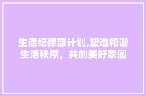 生活纪律部计划,塑造和谐生活秩序，共创美好家园