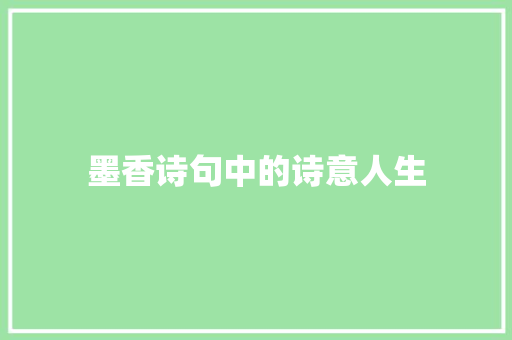 墨香诗句中的诗意人生