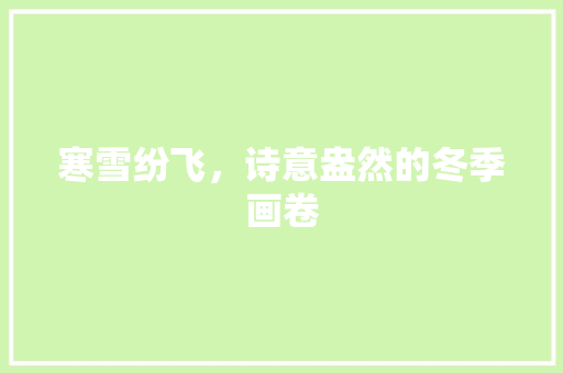 寒雪纷飞，诗意盎然的冬季画卷 演讲稿