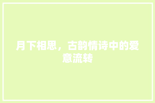 月下相思，古韵情诗中的爱意流转