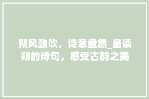 朔风劲吹，诗意盎然_品读朔的诗句，感受古韵之美