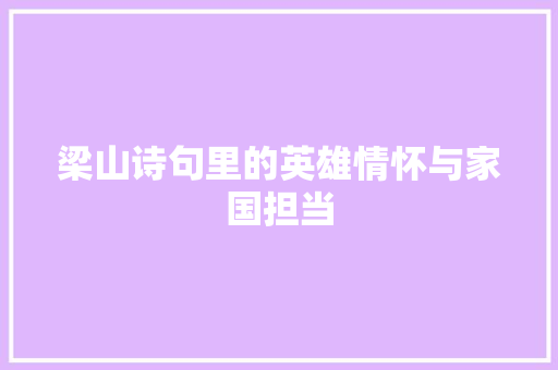 梁山诗句里的英雄情怀与家国担当