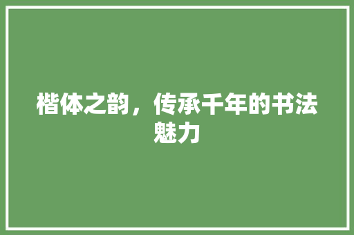 楷体之韵，传承千年的书法魅力