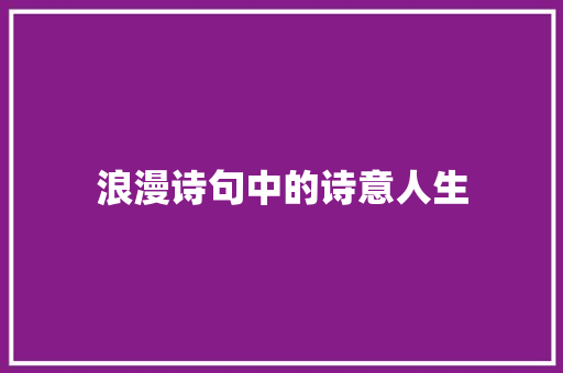浪漫诗句中的诗意人生