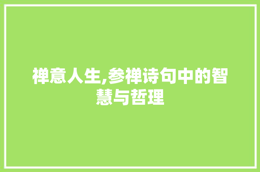 禅意人生,参禅诗句中的智慧与哲理