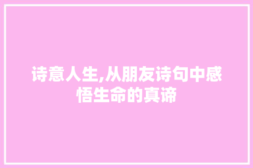 诗意人生,从朋友诗句中感悟生命的真谛