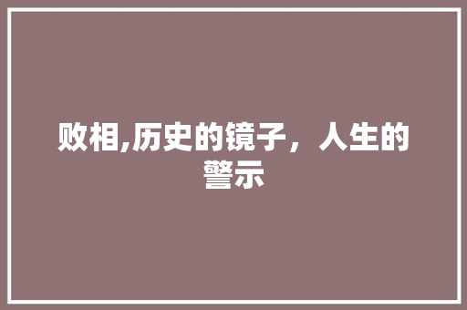 败相,历史的镜子，人生的警示