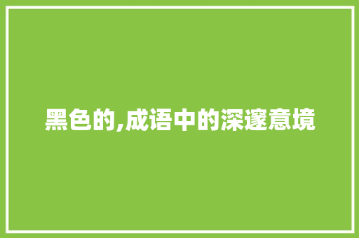 黑色的,成语中的深邃意境
