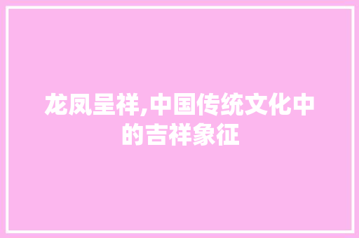 龙凤呈祥,中国传统文化中的吉祥象征