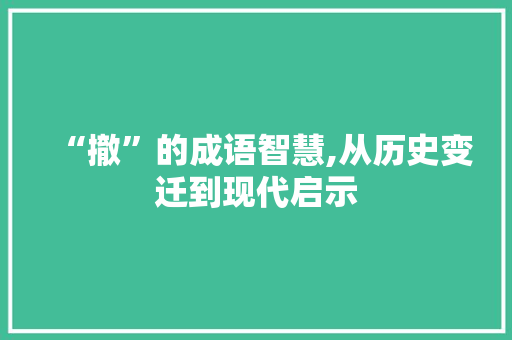 “撤”的成语智慧,从历史变迁到现代启示