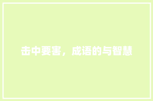击中要害，成语的与智慧